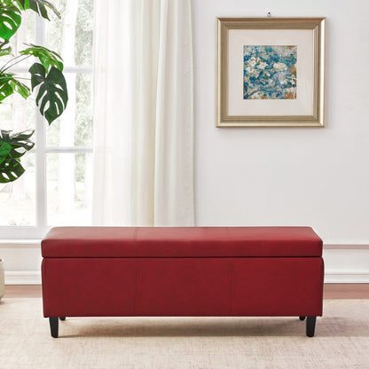 50.3 x 17.50 x 18 Upholstered Rectangular Storage Ottoman-Faux Leather