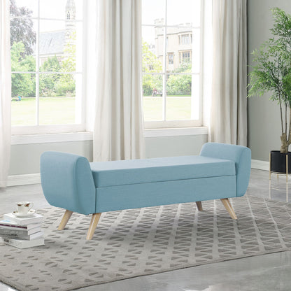 HomePop Modern Sherpa Storage Bench with Wood Legs