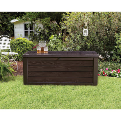 Keter Westwood 150 Gallon Large Durable Resin Outdoor Storage Deck Box For Furniture and Supplies, Brown