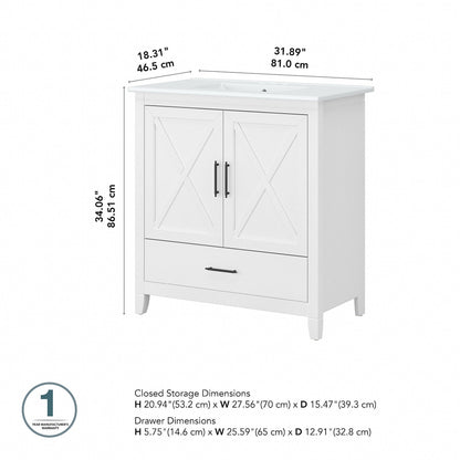 Key West 32W Bathroom Vanity with Sink by Bush Furniture
