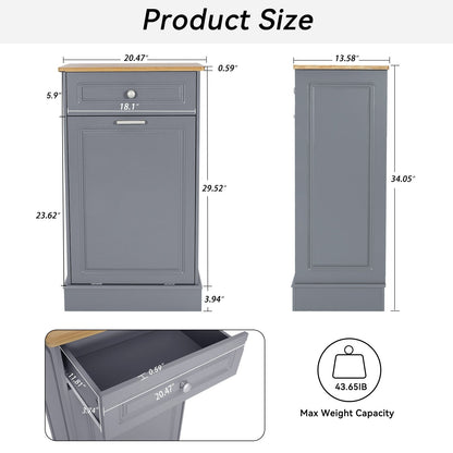 Kitchen Tilt Out Trash Cabinet Can Bin Storage Wooden Counter-top Waste Baskets with Drawer