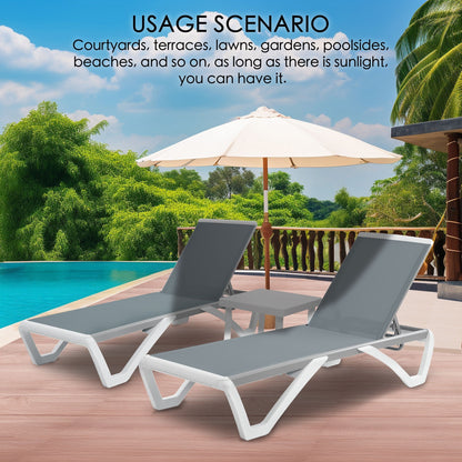 Kozyard Alan Full Flat Aluminum and Polypropylene Resin Legs Patio Reclining Adjustable Chaise Lounge