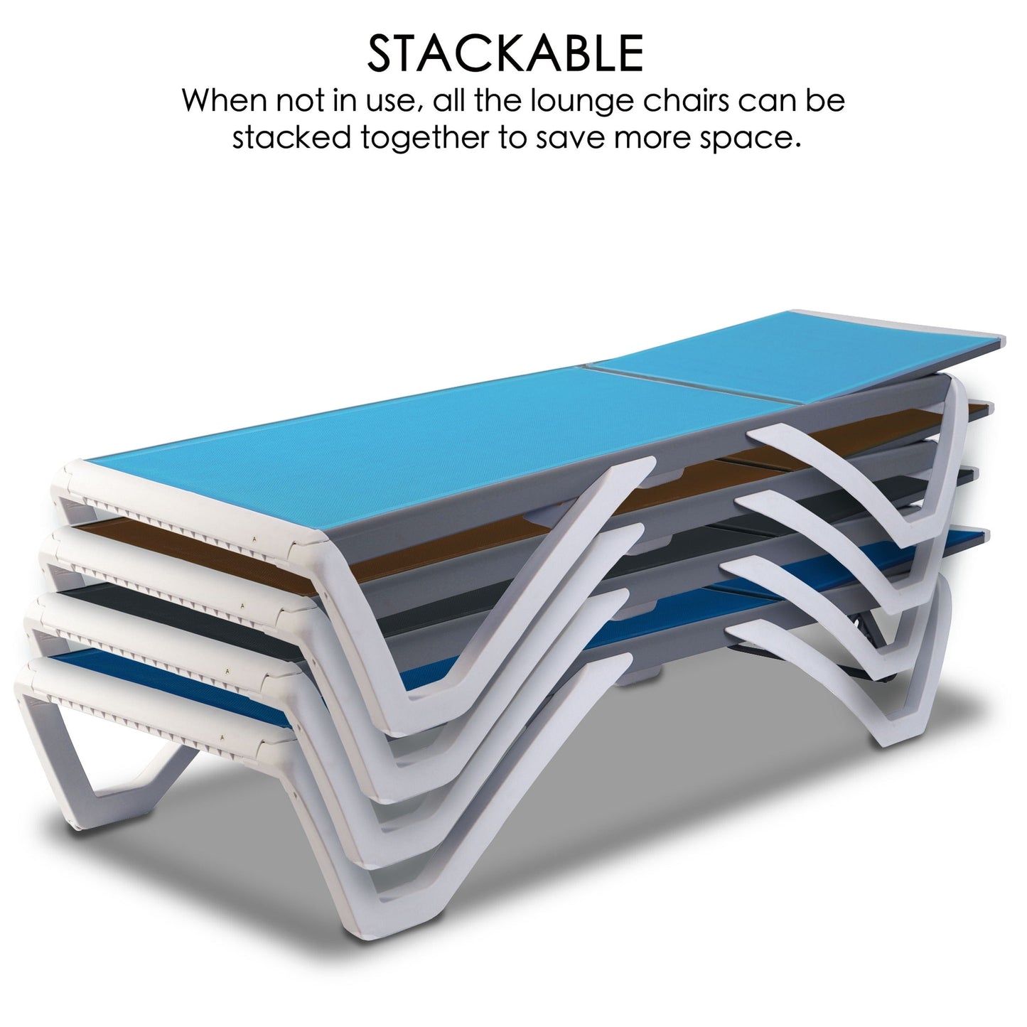 Kozyard Alan Full Flat Aluminum and Polypropylene Resin Legs Patio Reclining Adjustable Chaise Lounge