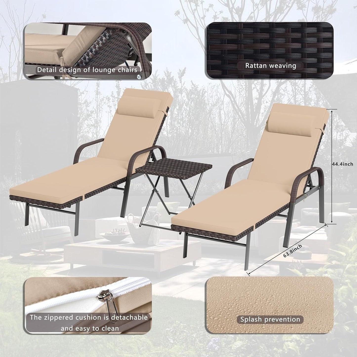 Kullavik 3-PiecesOutdoor Chaise Lounge Set