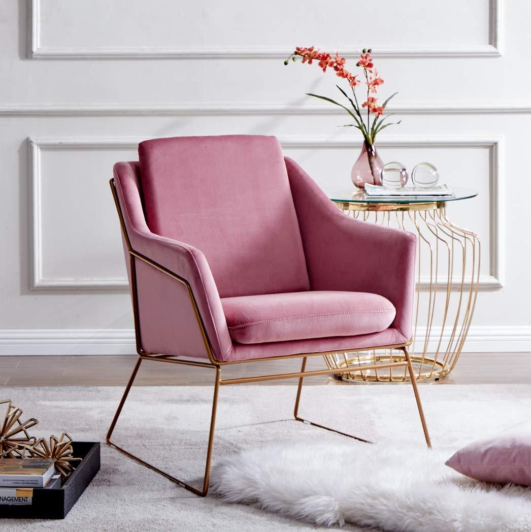 Hedy Accent Chair in Pink Velvet