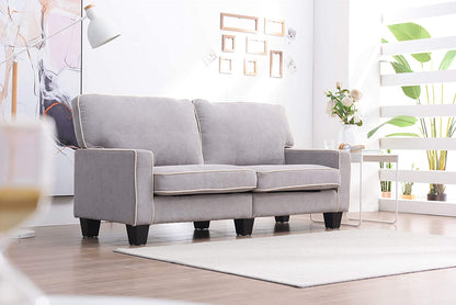 Sherbrook 3 Seater Fabric Sofa with Contrasting Trim in Light Grey Fabric