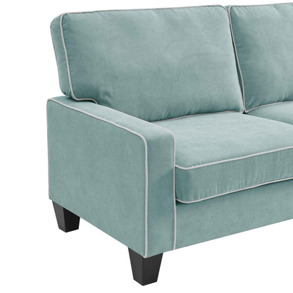 Sherbrook Large 2-Seater Mint Brushed Fabric Sofa with Contrasting Piping