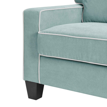 Sherbrook Large 2-Seater Mint Brushed Fabric Sofa with Contrasting Piping