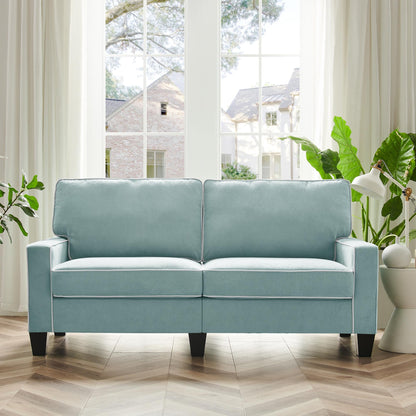 Sherbrook Large 2-Seater Mint Brushed Fabric Sofa with Contrasting Piping