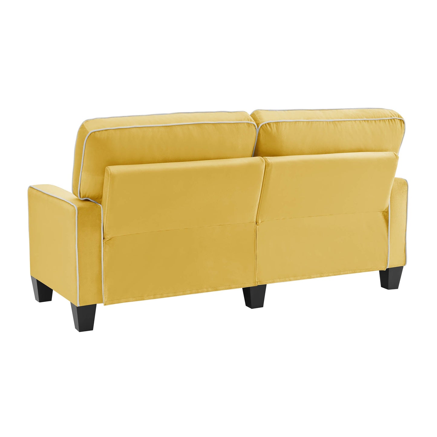 Sherbrook Large 2-Seater Mustard Yellow Velvet Sofa with Contrasting Piping
