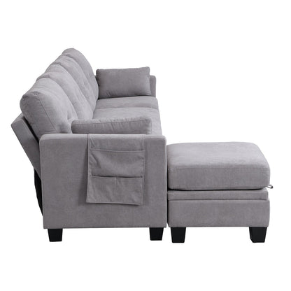 Brunswick Large 4-Seater Storage Chaise Sofa in Light Grey