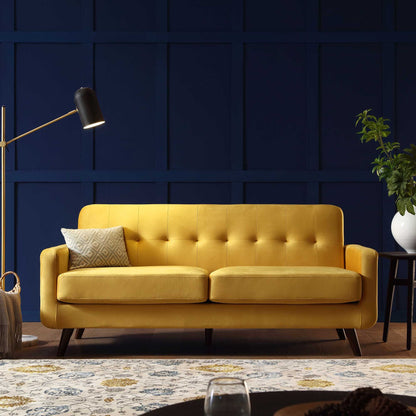 Clarence 3-Seater Sofa in Mustard Yellow Velvet