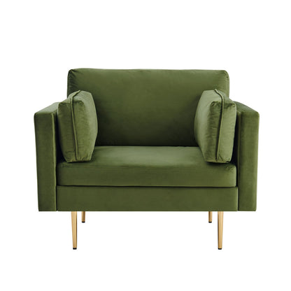 Pelham Moss Green Velvet Fabric Armchair
