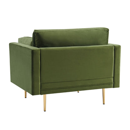Pelham Moss Green Velvet Fabric Armchair