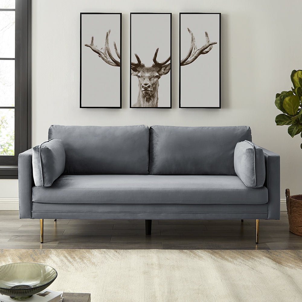 Pelham Grey Velvet Fabric Sofa