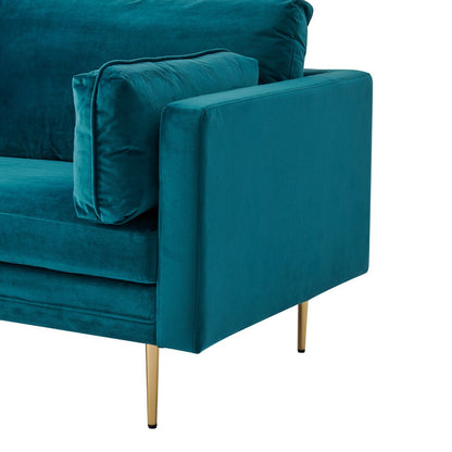 Pelham Teal Blue Velvet Fabric Sofa