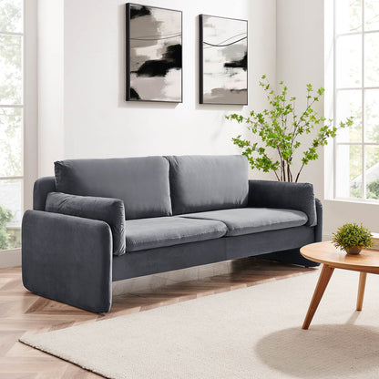 Clapham 3-Seater Grey Velvet Fabric Sofa