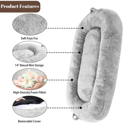Large Dog Bed Washable Human Size Bed with Removable Cover