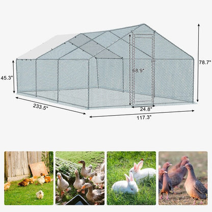 Large Metal Chicken Coop Walk-in Poultry Cage