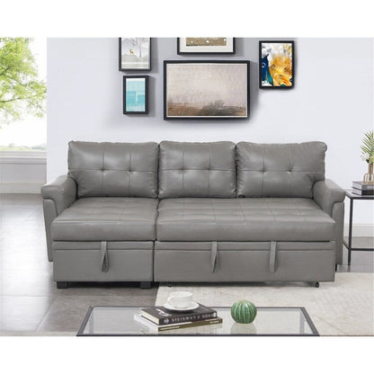 Convertible Reversible Sectional Sofa with Pull-Out Sleeper Bed, Hidden Storage Chaise, and Durable Legs