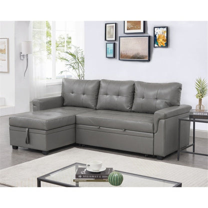 Convertible Reversible Sectional Sofa with Pull-Out Sleeper Bed, Hidden Storage Chaise, and Durable Legs