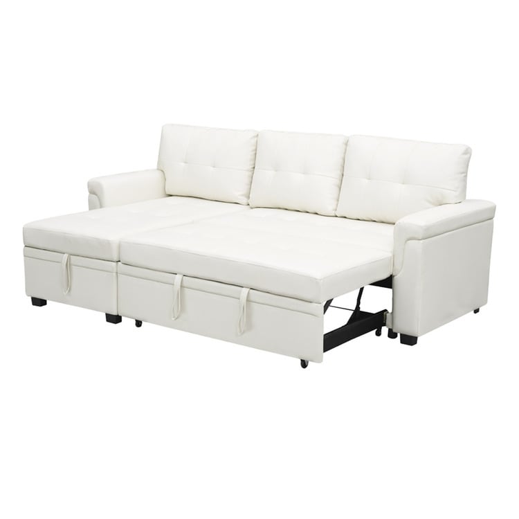 Convertible Reversible Sectional Sofa with Pull-Out Sleeper Bed, Hidden Storage Chaise, and Durable Legs