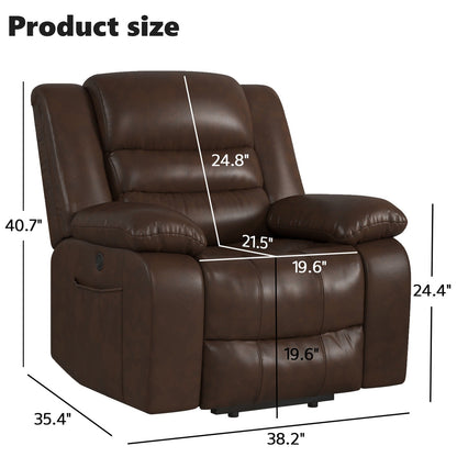 Leather Lift Recliner Chair With Dual Motor, Oversized Power Recliners With Electric Massage Heating