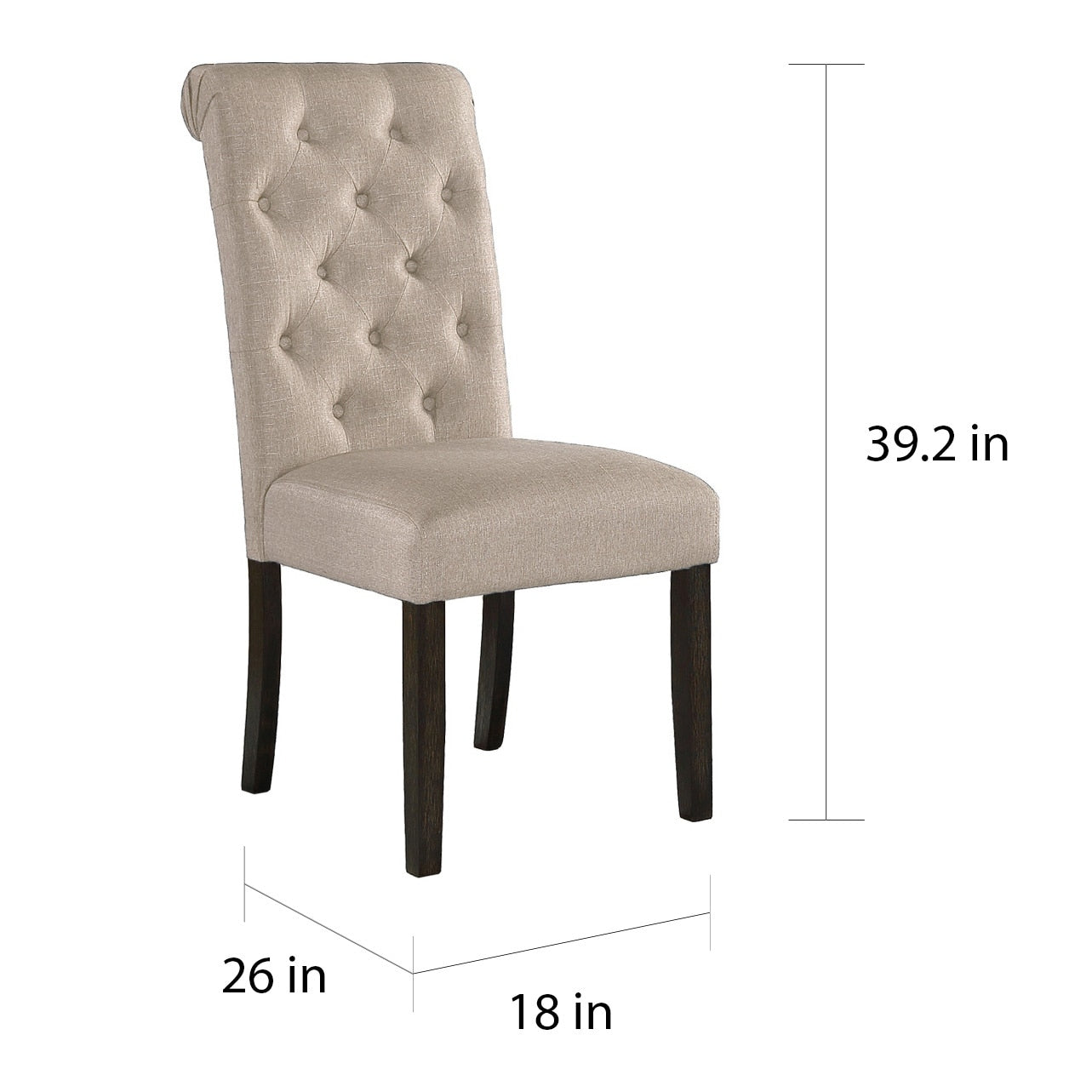 Roundhill Furniture Leviton Solid Wood Tufted Dining Chair (Set of 2)