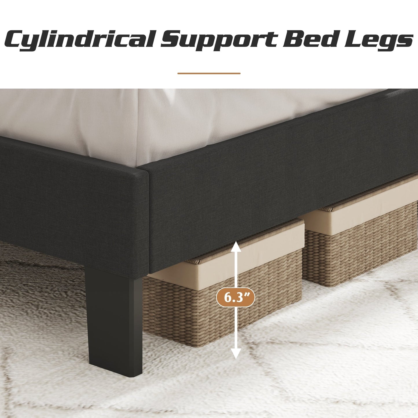 Lifezone Adjustable Queen Size Upholstered Platform Bed Frame