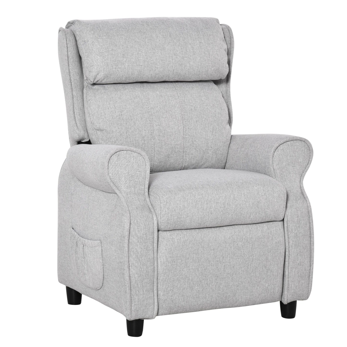 Light Grey Kids Children Upholstered Manual Recliner for 3-5 Years with Footrest and 2 Side Pockets