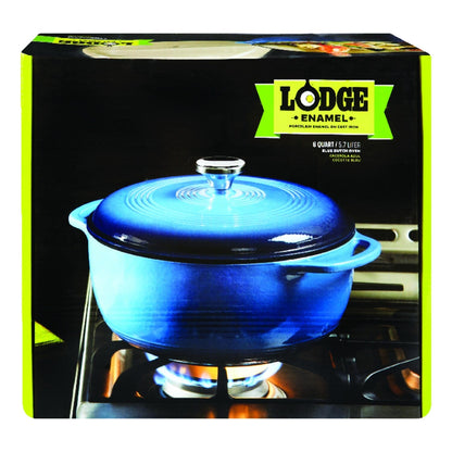 Lodge 6 Quart Blue Essential Enamel Cast Iron Dutch Oven