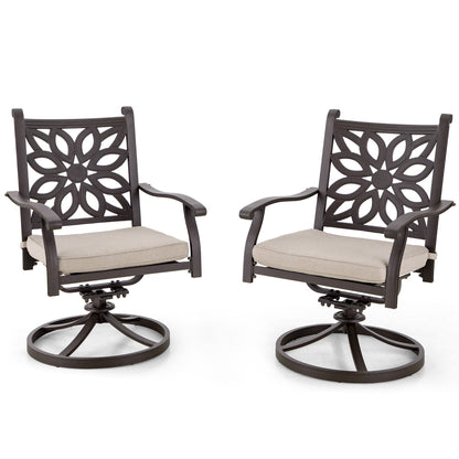 MAISON ARTS Cast Aluminum Dining Chairs/Patio Dining Set with Round Dining Table & 6 Cast Aluminum Patio Chairs