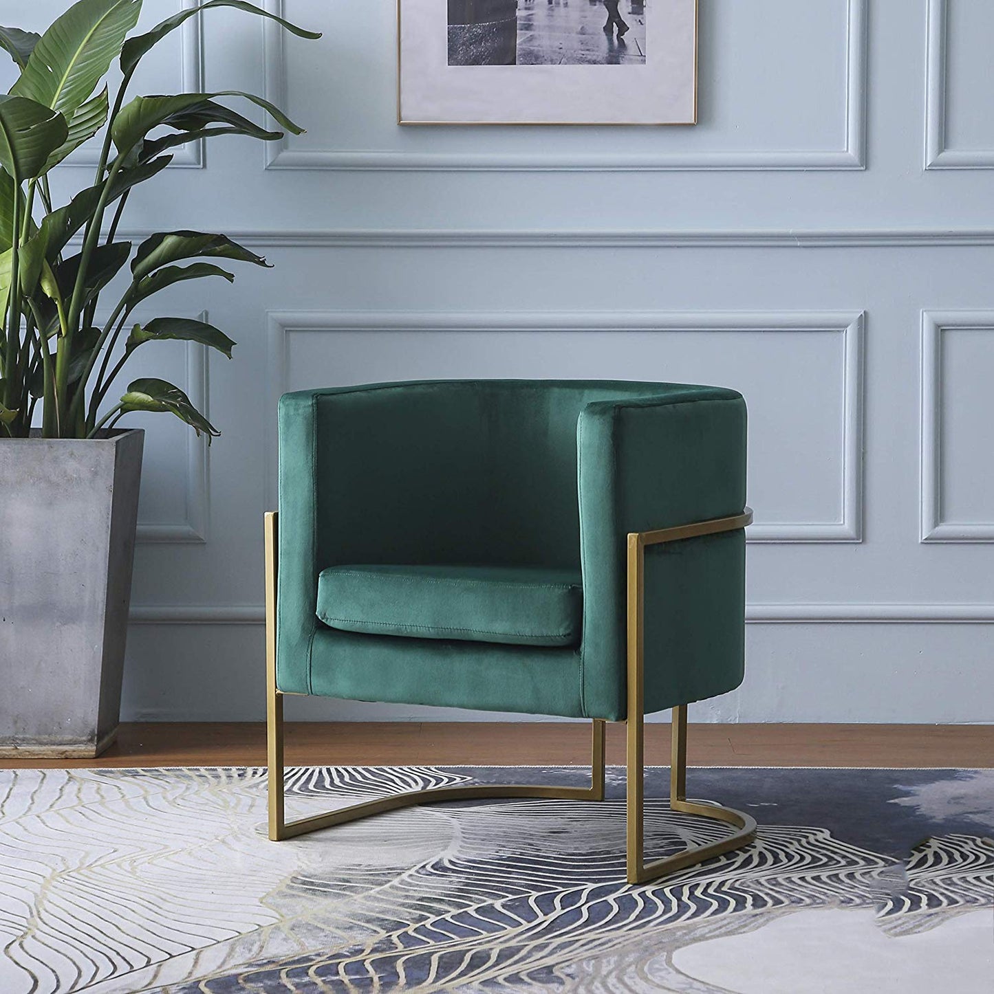 Gracie Accent Chair in Green Velvet