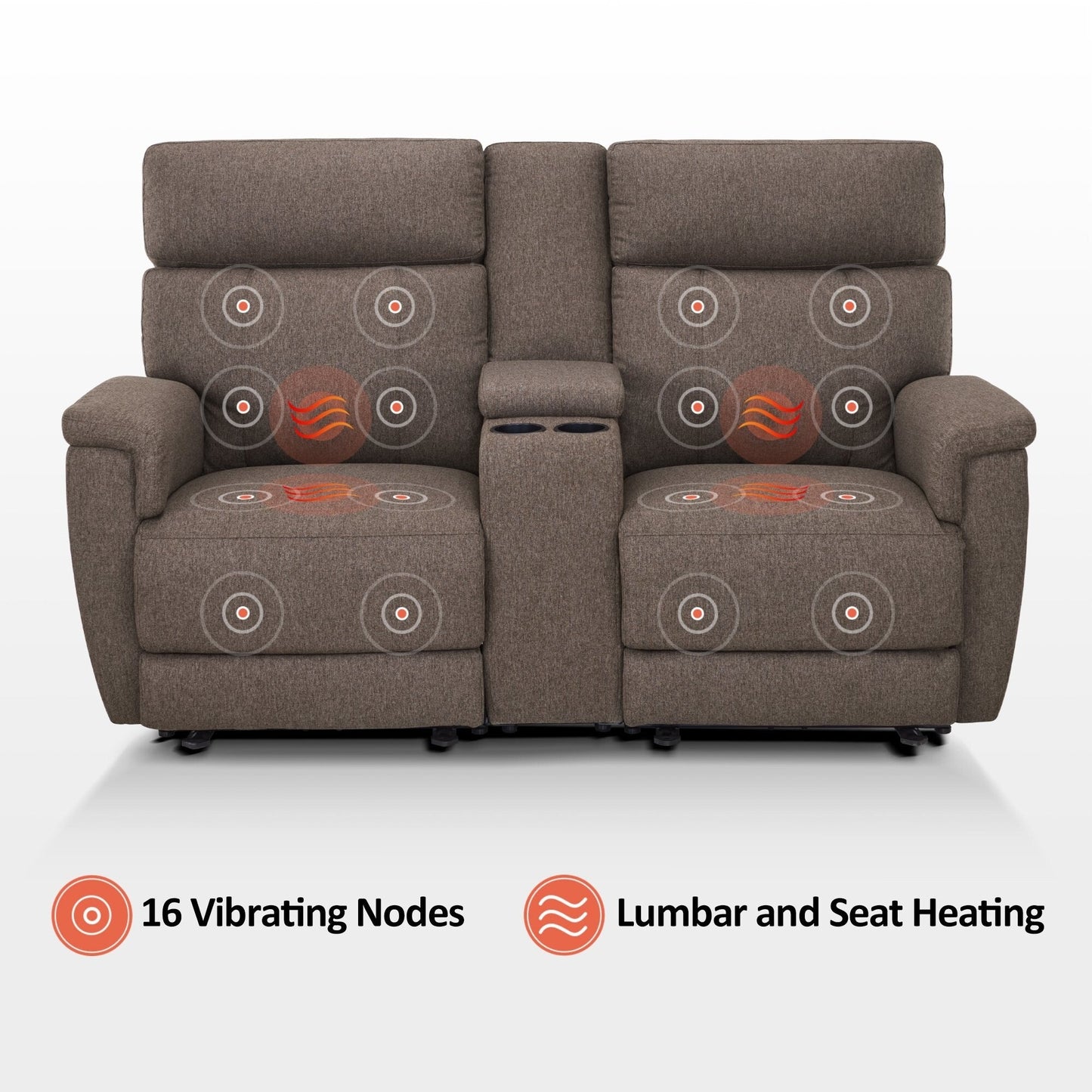MCombo 60.2 Power Loveseat Recliner Sofa with Massage and Dual Heating, Adjustable Headrest, USB & Type C Port, Fabric
