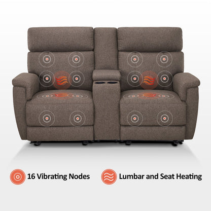 MCombo 60.2 Power Loveseat Recliner Sofa with Massage and Dual Heating, Adjustable Headrest, USB & Type C Port, Fabric