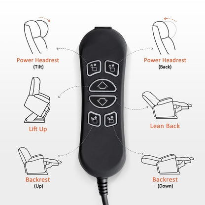 MCombo Large-Wide Dual Motor Power Lift Recliner with Massage and Dual Heating for Big and Tall Elderly, Fabric R7635