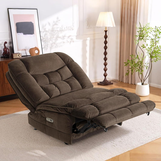 MCombo Oversized Dual Motor Armless Power Rocker Recliner Chair, Zeroarms Recliner Perfect for Living Room Fabric PR607