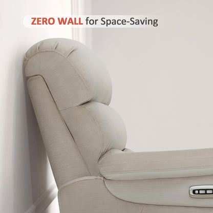 MCombo Zero Wall-Hugger Power Recliner Chair with Adjustable Headrest, Perfect for Small Spaces and RV, Fabric ST257