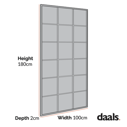 Chardwell Full Length Industrial Metal Window Mirror 180 x 100 cm, Antique Gold Effect