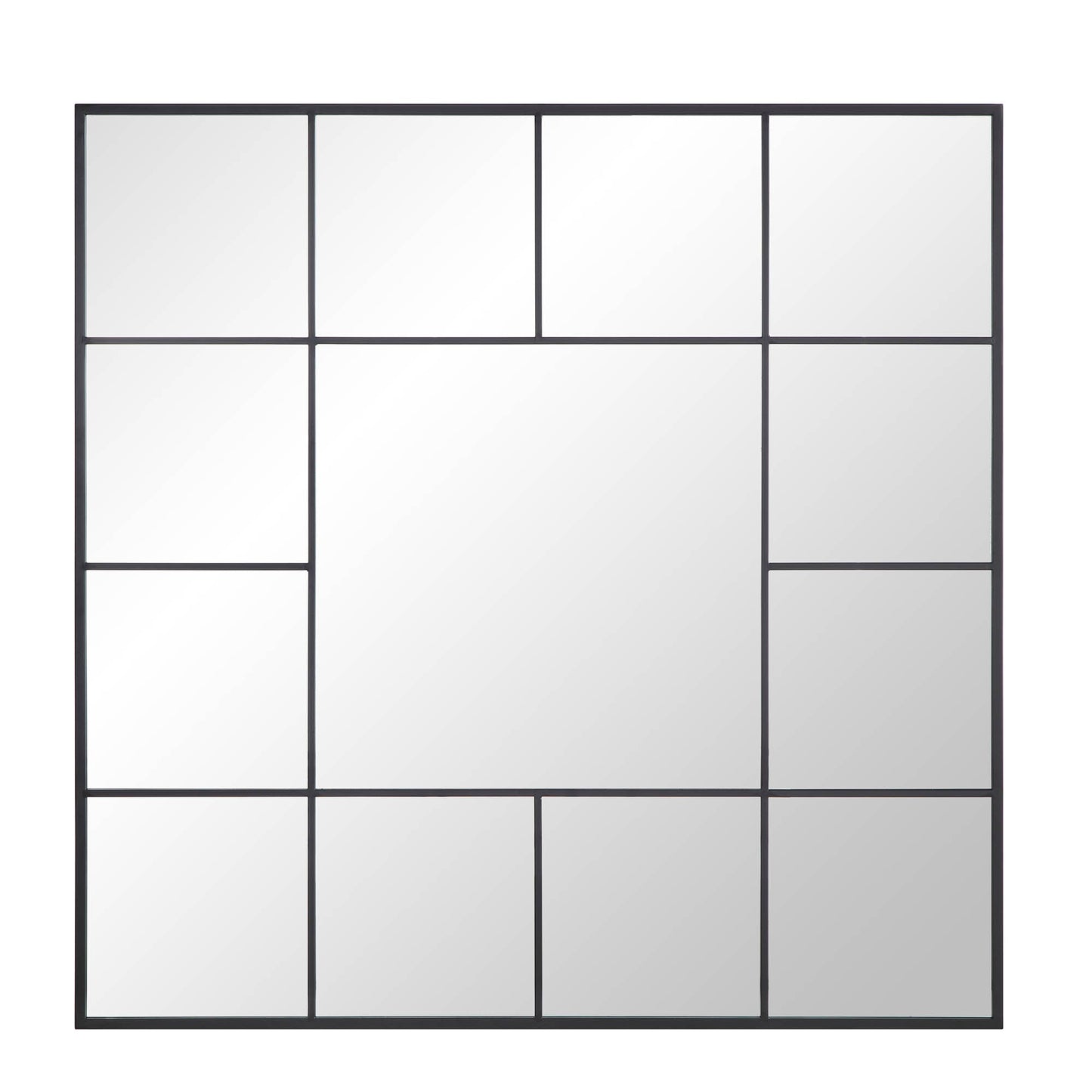 Herbert Industrial Metal Window Mirror 120 x 120 cm, Black