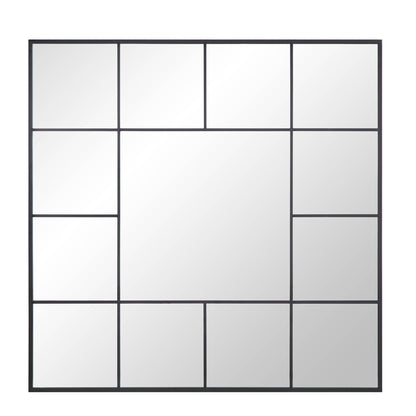 Herbert Industrial Metal Window Mirror 120 x 120 cm, Black
