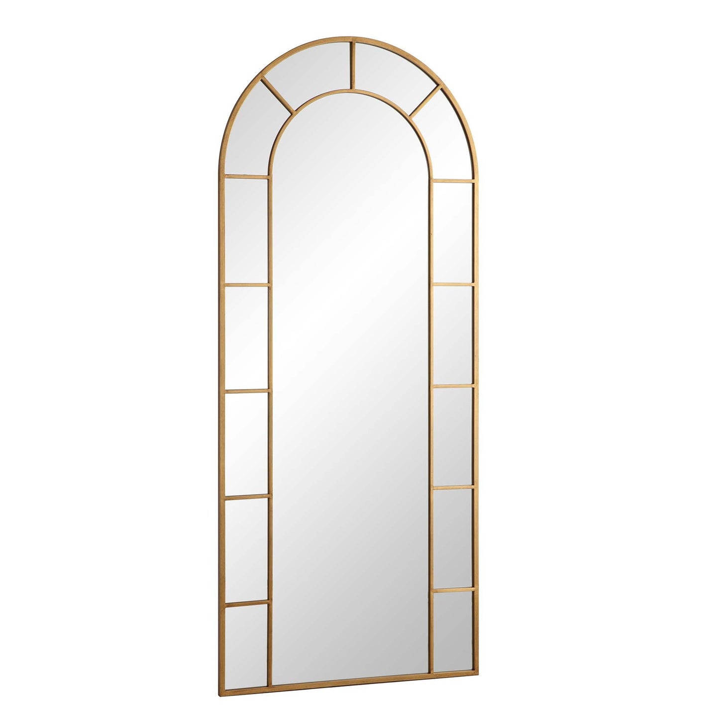 Beaumont Arched Full Length Metal Frame Mirror 178 x 76 cm, Antique Gold Effect