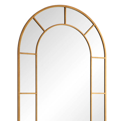 Beaumont Arched Full Length Metal Frame Mirror 178 x 76 cm, Antique Gold Effect