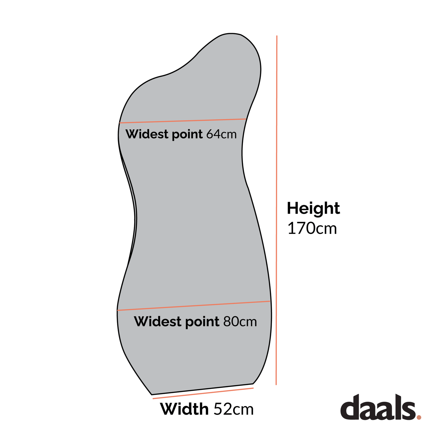 Bala Irregular Shaped Frameless Full Length Pond Mirror 170 x 80 cm