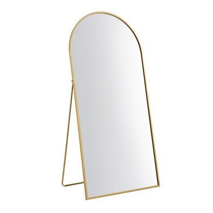 Dina Freestanding Arched Full Length Metal Frame Mirror 160 x 76 cm, Gold Effect