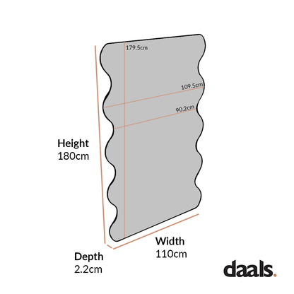 Luisa Wavy Curved Full length Mirror 180 x 110 cm, Gold