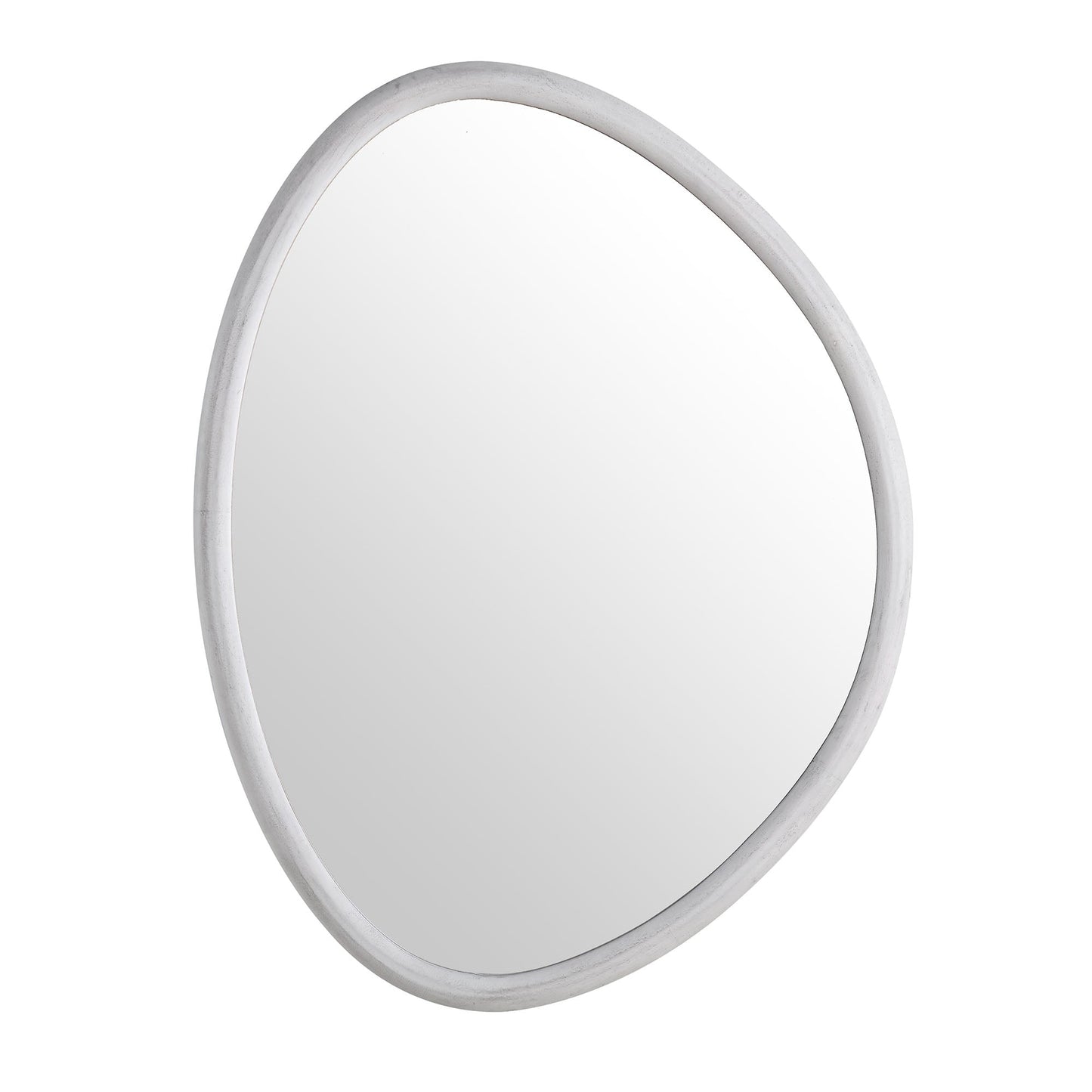 Edo Irregular Pebble Wall Wooden Mirror 100 x 76 cm, Washed White