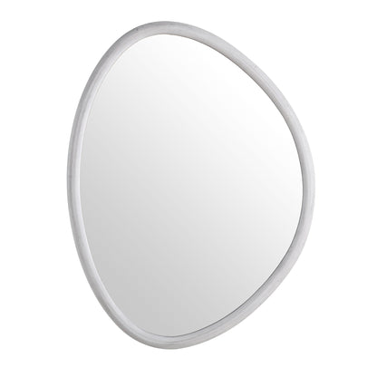 Edo Irregular Pebble Wall Wooden Mirror 100 x 76 cm, Washed White