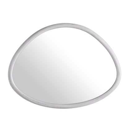 Edo Irregular Pebble Wall Wooden Mirror 100 x 76 cm, Washed White