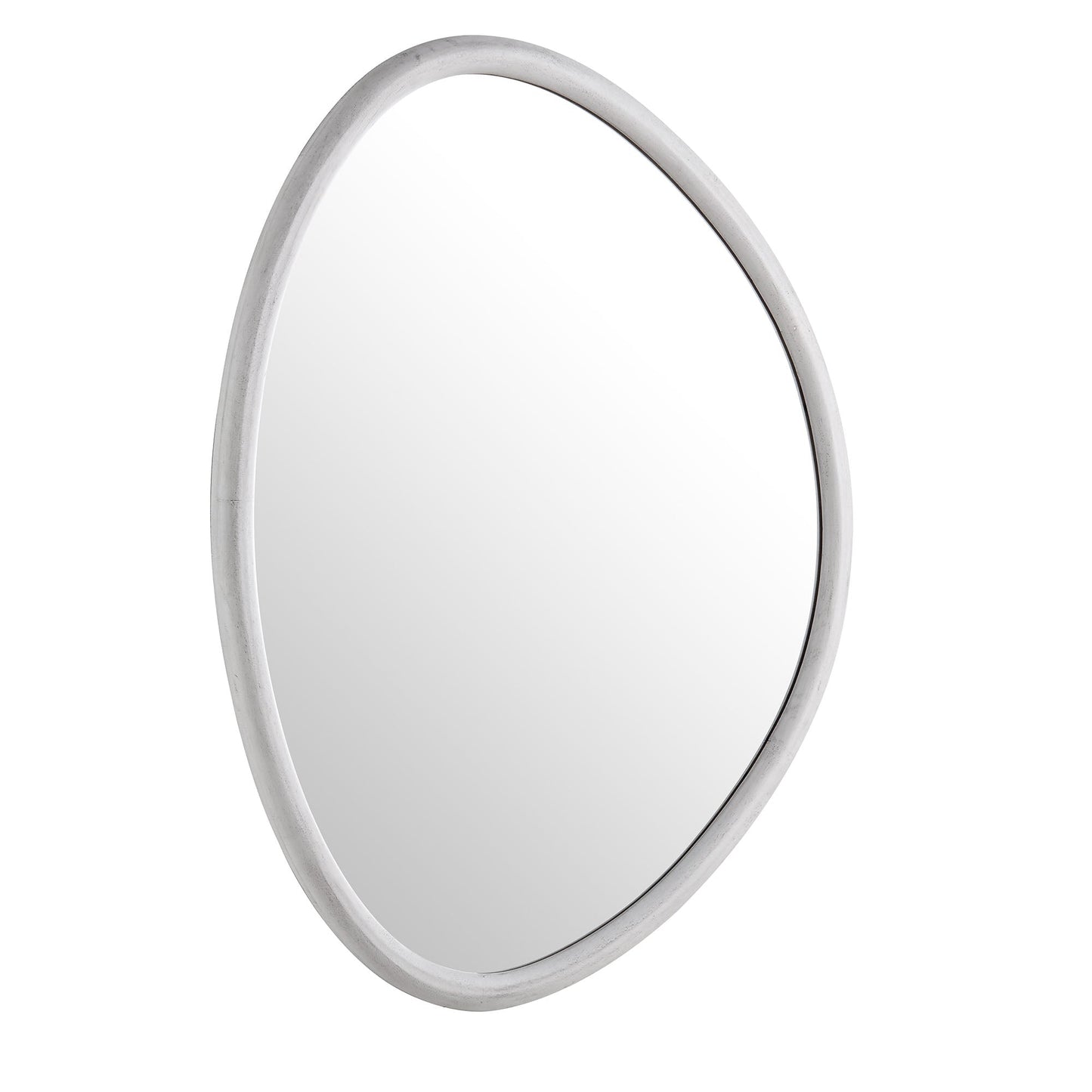 Edo Irregular Pebble Wall Wooden Mirror 100 x 76 cm, Washed White